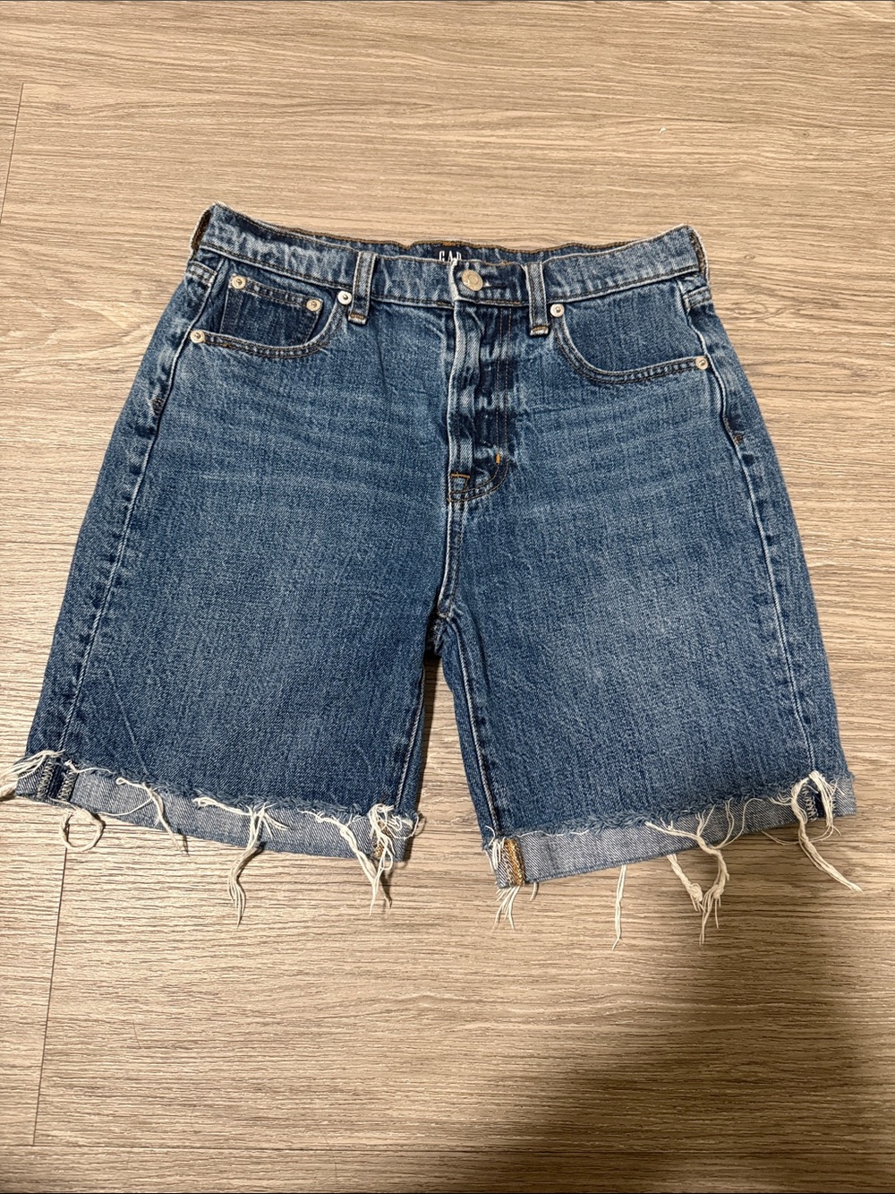 GAP Frayed Hem Denim Bermudas - Dark Blue